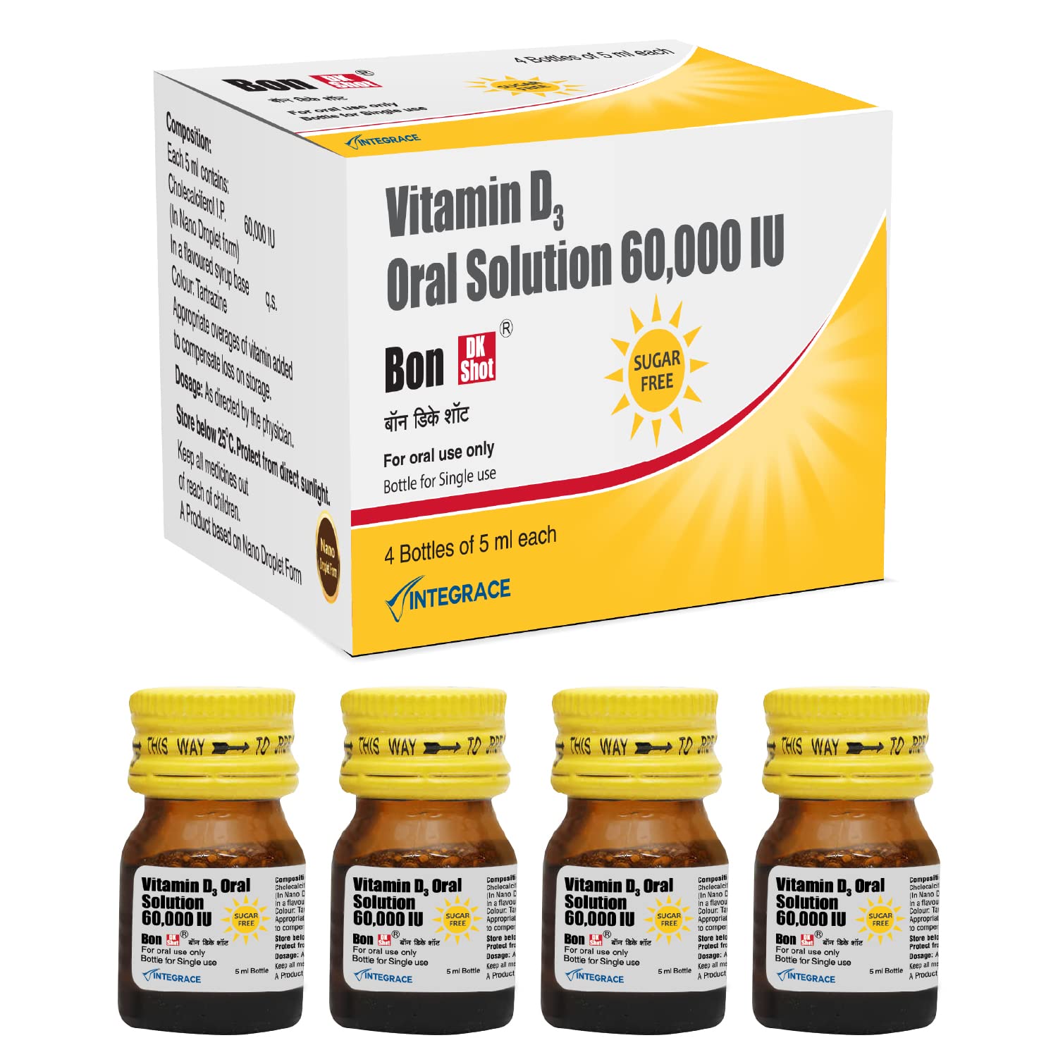 Bon DK Shot Sugarfree Vitamin D3 Oral Solution (4 Shots of 5ml each) |Sugar Free Shot with Pineapple Flavour-image-32