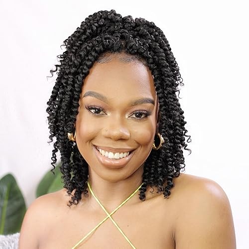 Pelo de ganchillo Passion Twist de 10 pulgadas, 8 paquetes, cabello Passion Twist pre-trenzado, cabello de ganchillo Passion Twist para mujeres
