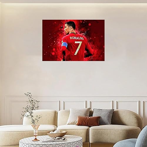 Miniatura 4 de Hairxr Póster de fútbol motivacional para decoración de pared, pósteres de fútbol, arte de pared para dormitorio de niños, estilo sin marco, 18 x 12