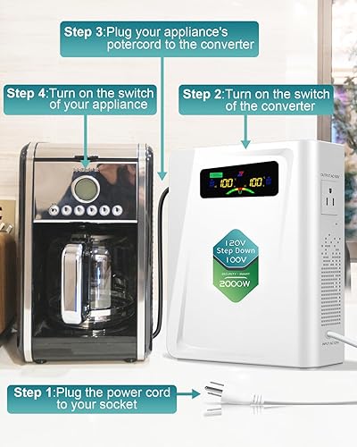 Miniatura 4 de ZHENGXI Transformador reductor 120v a 100v convertidor de voltaje 2000W, sin ruido, diez funciones de protección, usando electrodomésticos de Japón