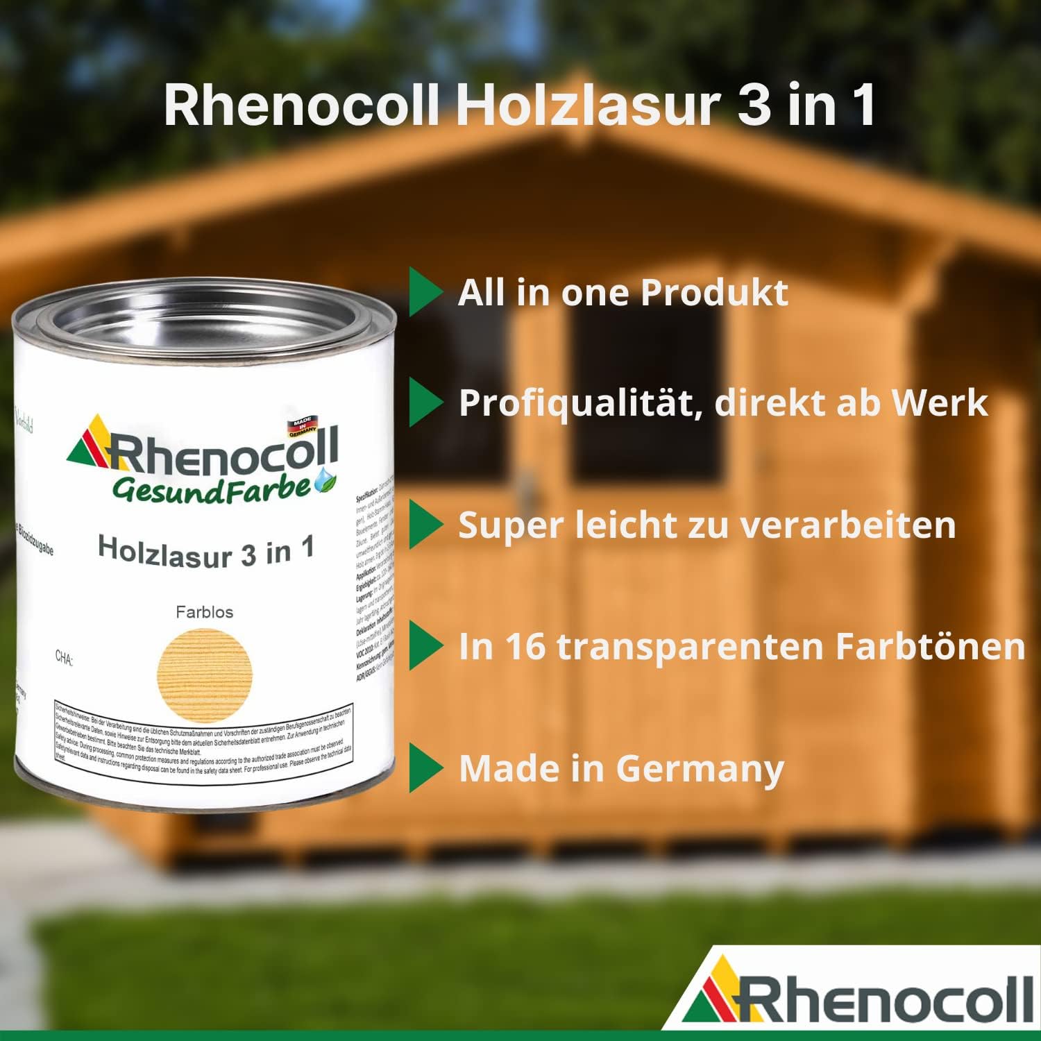 RHENOCOLL Wood stain 3in1 for coating wood indoors and outdoors such
