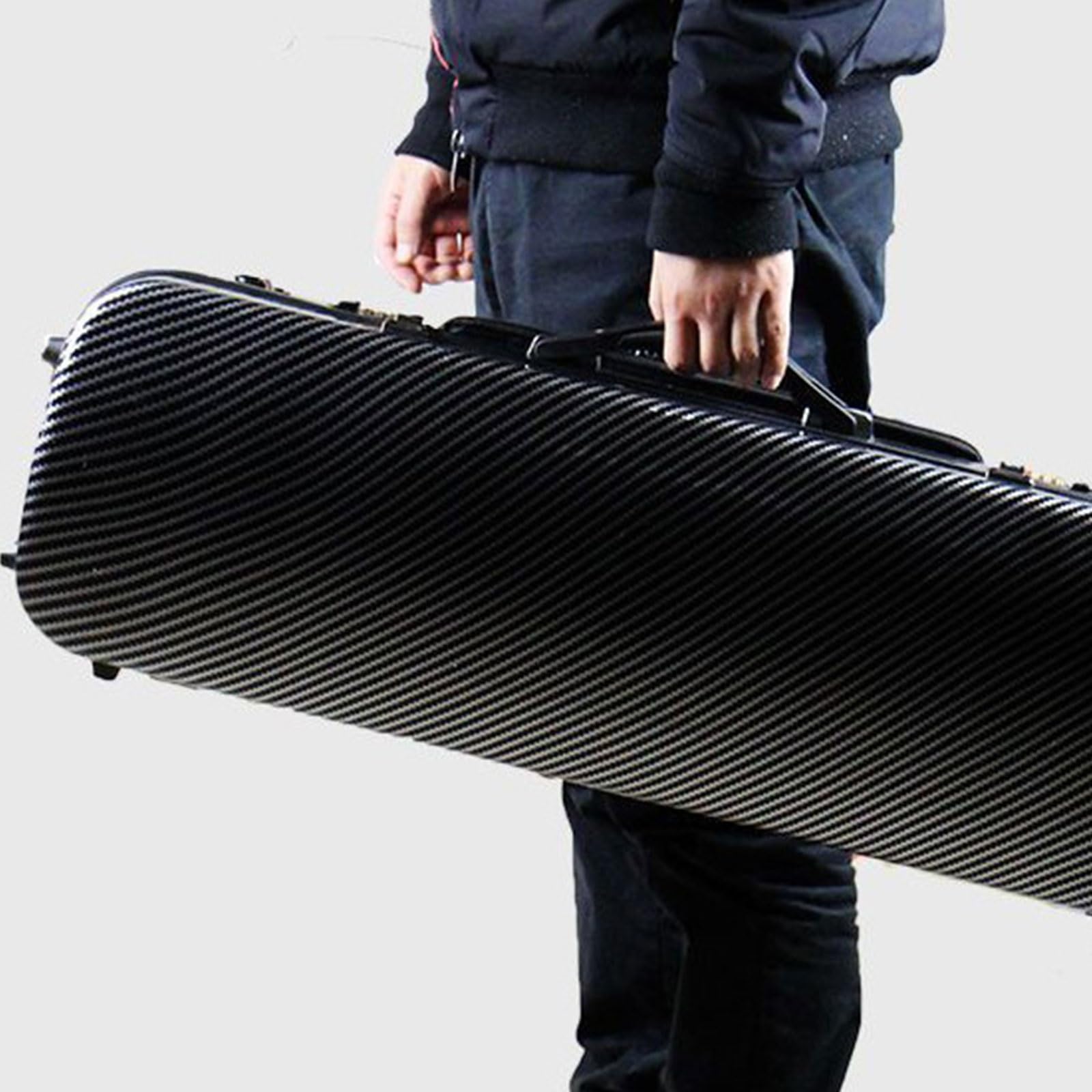 Kohlefaser 4/4 Geigenkoffer mit Schultergurt und Tragegriff Hartschale Geigenkasten mit Notentasche und Bogenhalter Violinenkoffer mit Hygrometer Wasserdicht Gigbag(Weiß)