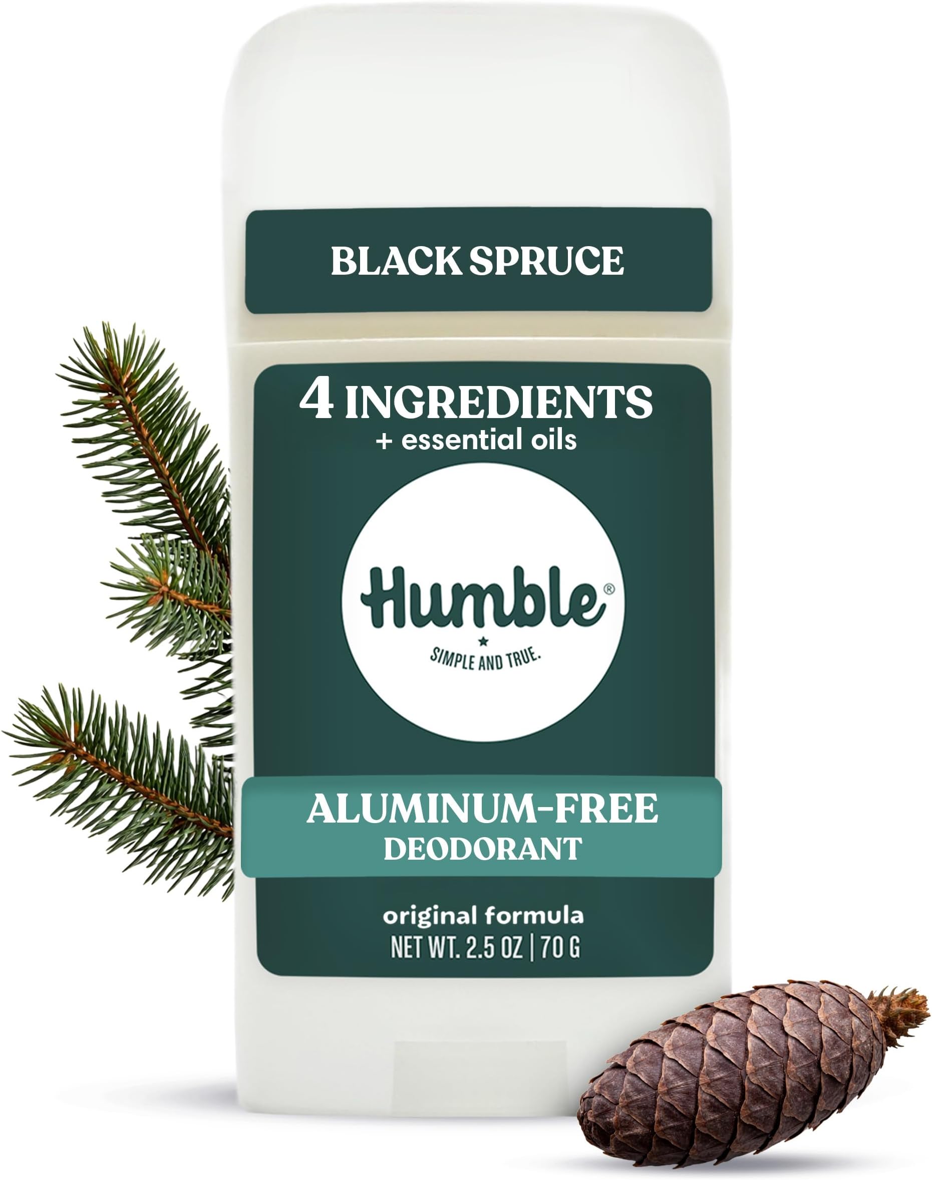 BRANDS Original Formula Aluminum-free Deodorant. Long Lasting Odor Control with Baking Soda Essential Oils, Black Spruce, Pack of 1