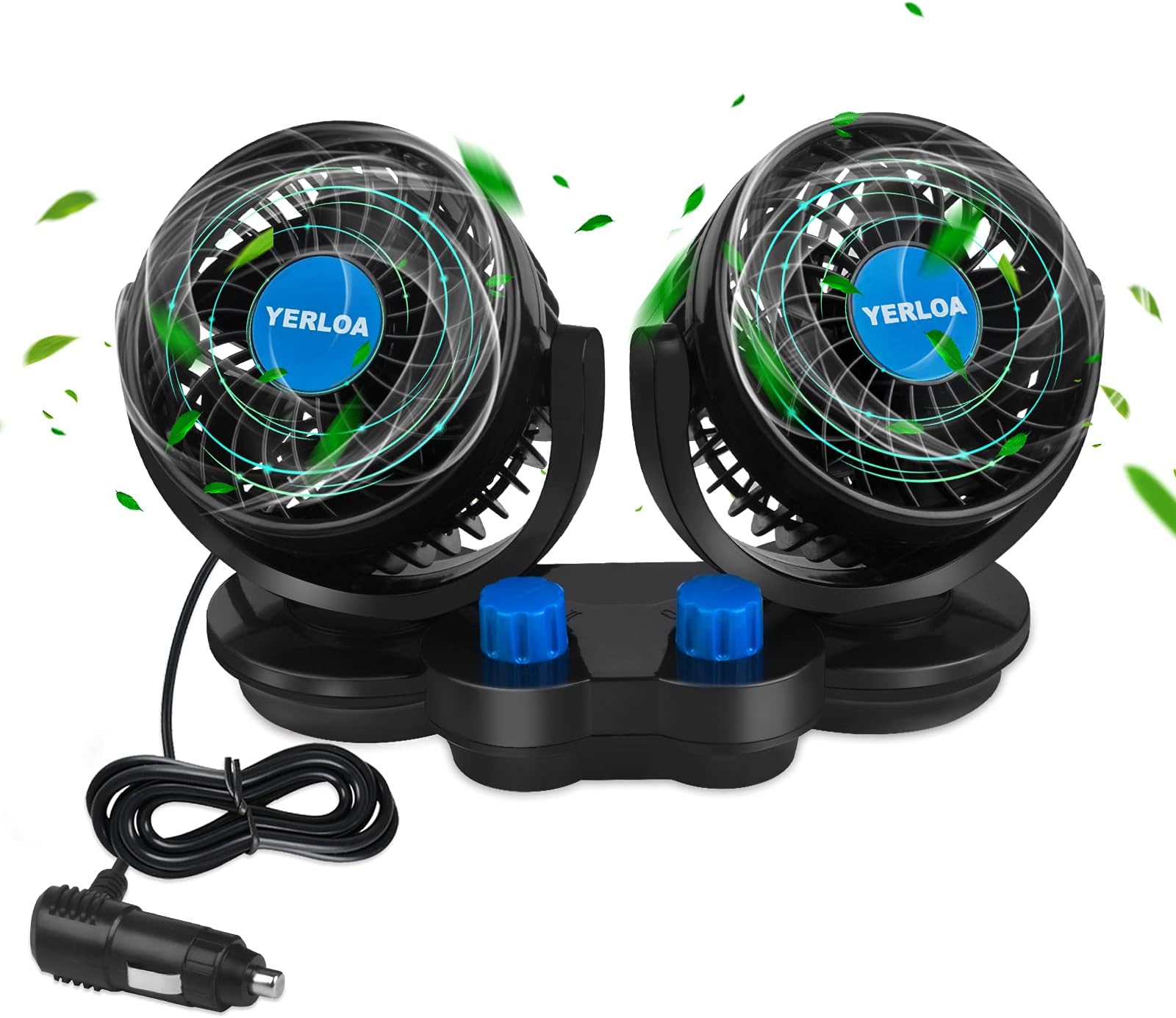 Ventilateur de voiture double tête ™ – Rotation à 360