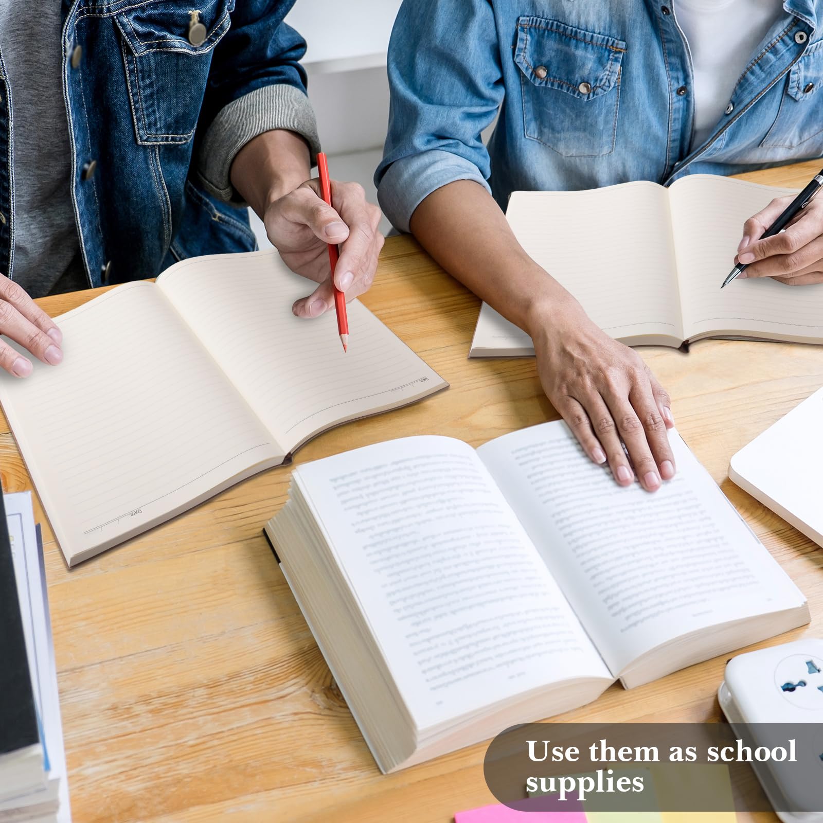 SATINIOR 5 Pack A4 Journal Notebooks 360 Pages Leather Large Hardcover Notebook Premium Thick Paper Lined Softcover Notebook for Office Home School Business Writing, 8.5'' x 11'' (Black)