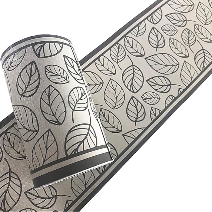 Buy DSimplemuji Gray Leaves PVC Self Adhesive Wallpaper Border Peel