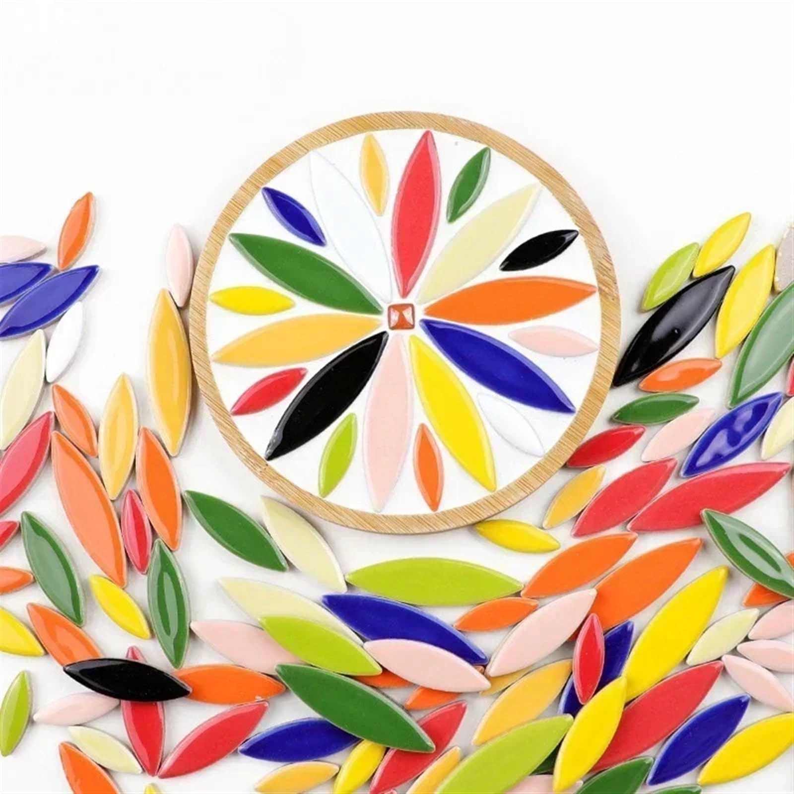 MEYTXOA Kit Mosaico Piastrelle a mosaico con foglie in ceramica da 510 g/18 once a forma di foglia in porcellana fai te in salice 3 formati Mix petalo spessore 4 mm/0,15 pollici