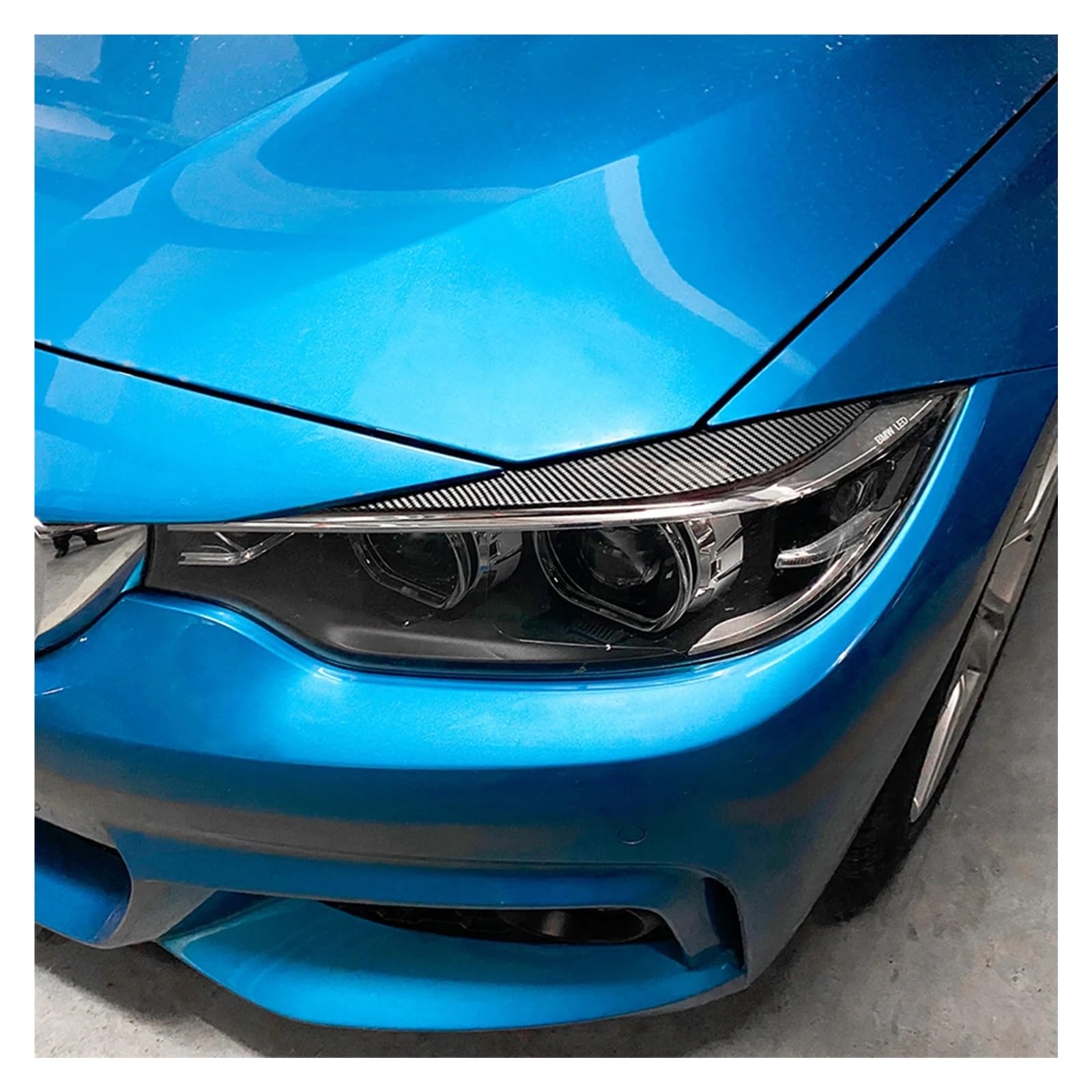 Naklejka Na Przednią Lampę Samochodową, Osłona Reflektora, Brwi, Wykończenie, Compatible With Serii 4 F32 F33 F36 2014-2020(Carbon Fiber Look)