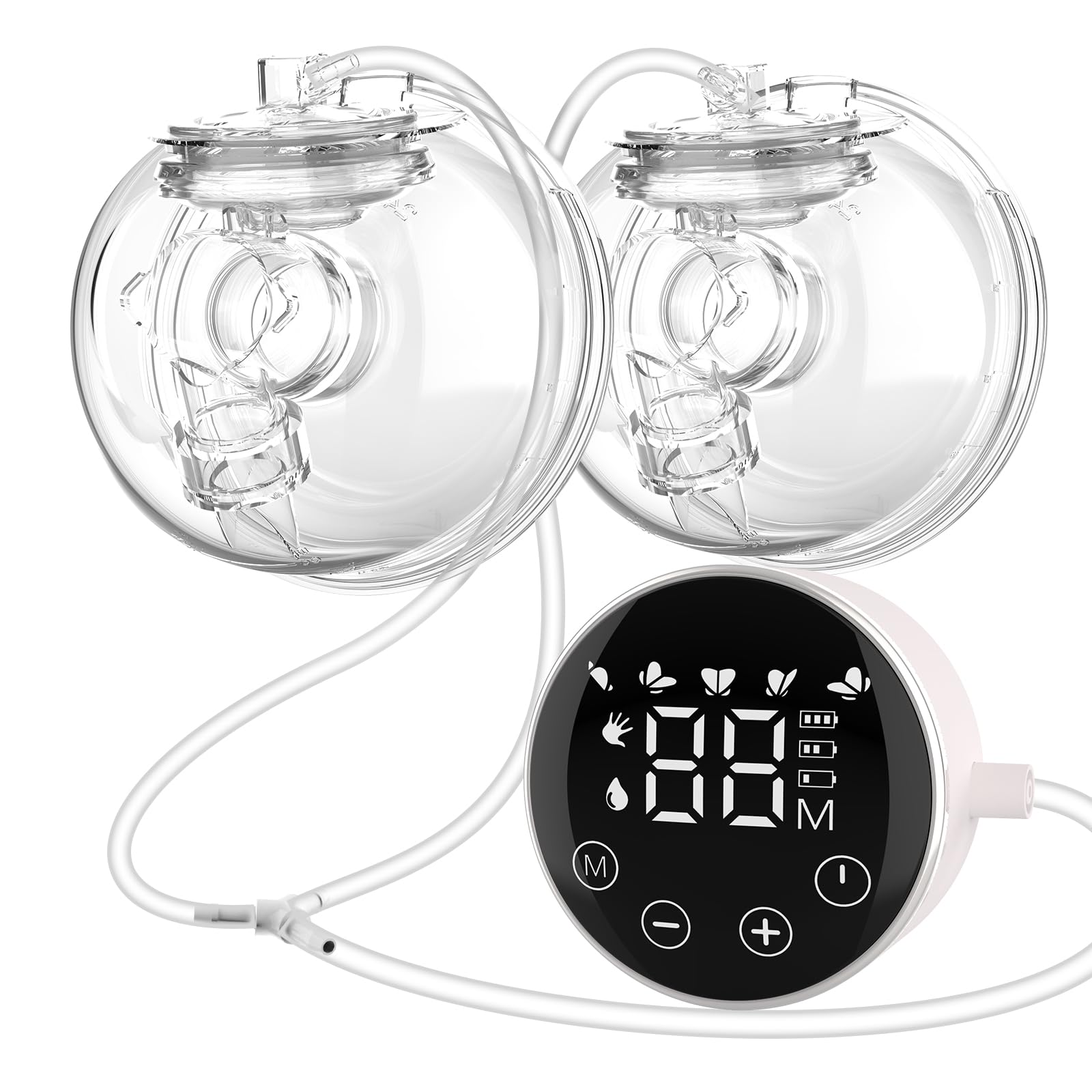 Wearable Breast Pump Hands-Free with Long Battery Life & LED Display, Ultra-Quiet Operation - 3 Modes, 9 Levels - 6oz Capacity, Safe and Easy to Clean - Ideal for Busy Moms (White)