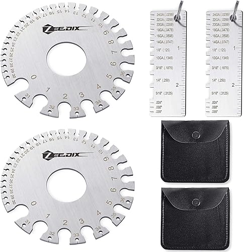 ZeeDix 4 Piezas Hojas de Acero Inoxidable Calibre de Espesor para Soldadura - Herramienta de Medición de Calibre de Alambre, Calibre de Hoja de