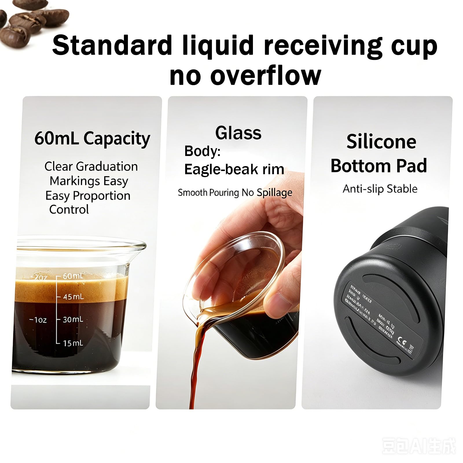 Minibalanza para Café Espresso, Dosificador Digital De Granos De Café, Vaso Graduado De 60 Ml, Precisión De 0.1 G, Pantalla Led, Recargable, Compatible con Portafiltro De 58 Mm