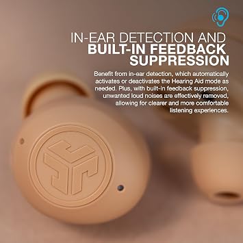 JLab, Hear, OTC Hearing Aid Earbuds, Bluetooth, Beige