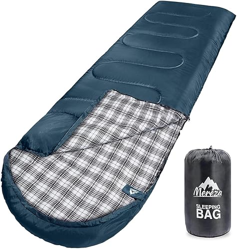 Miniatura 1 de MEREZA Flannel Sleeping Bag for Adults XL, Large Wide Sleeping Bags for Camping Mens Warm Cotton Sleeping Bag 4 Season Warm & Cool Weather
