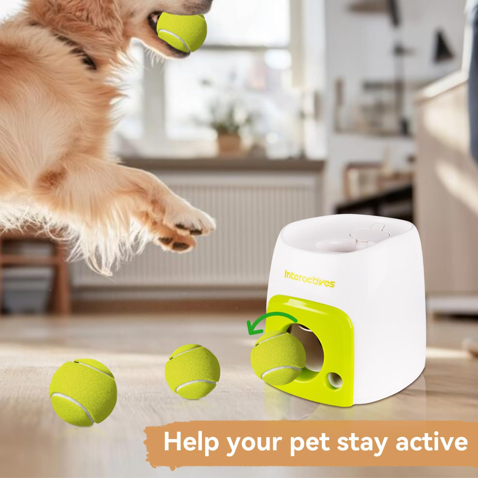 Lanceur automatique de balles pour chien, lanceur interactif de balles de tennis rechargeable, jouet d'entraînement intérieur extérieur