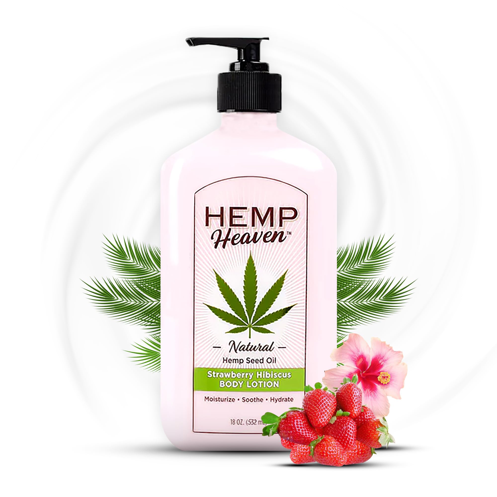 Hemp Heaven Hemp Lotion - Lotion Strawberry Dream with Strawberry Hibiscus Scent - Natural Hemp Seed Oil, Paraben-Free, 18 oz, Made in USA, Nourishing
