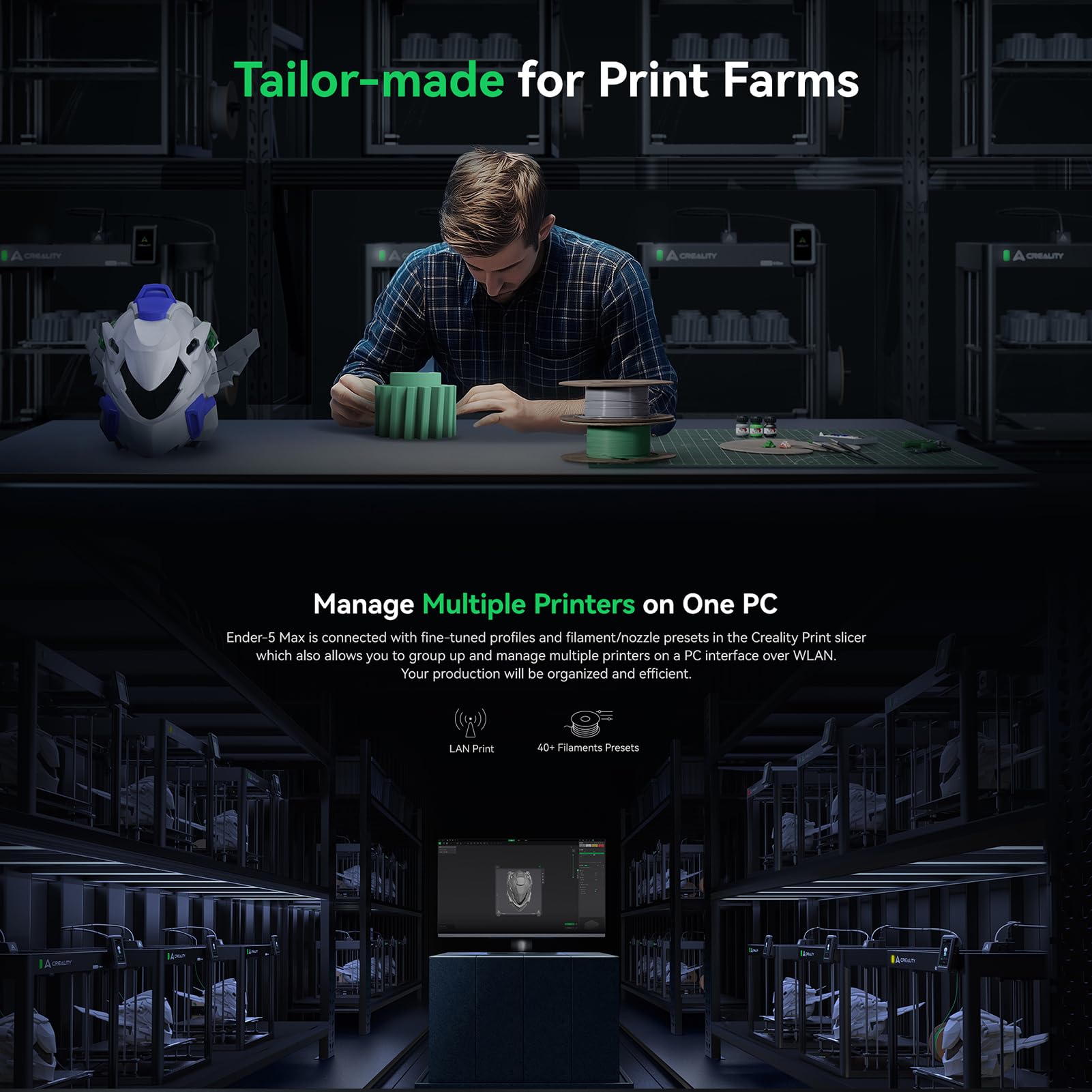Stampante 3D Ad Alta velocità Ender-5 Max, Piattaforma di Stampa con Livellamento Automatico, velocità di Stampa Elevata 700 Mm/s, Supporto Connessione WiFi per Studenti e Insegnanti (Spina