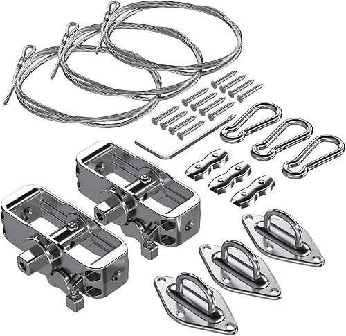 COARBOR Kit de accesorios para velas de sombrilla, accesorios de vela resistentes, 18 pies de largo de acero inoxidable de alambre de alambre de