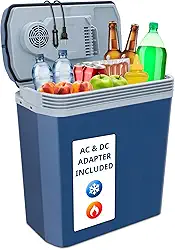 Ivation Cooler e aquecedor elétrico com alça | Geladeira termoelétrica portátil de 24 L para veículos e caminhões| Cabo de alimentação CA residencial de 110V e adaptador de carro de 12V para acampamento, viagens e piqueniques