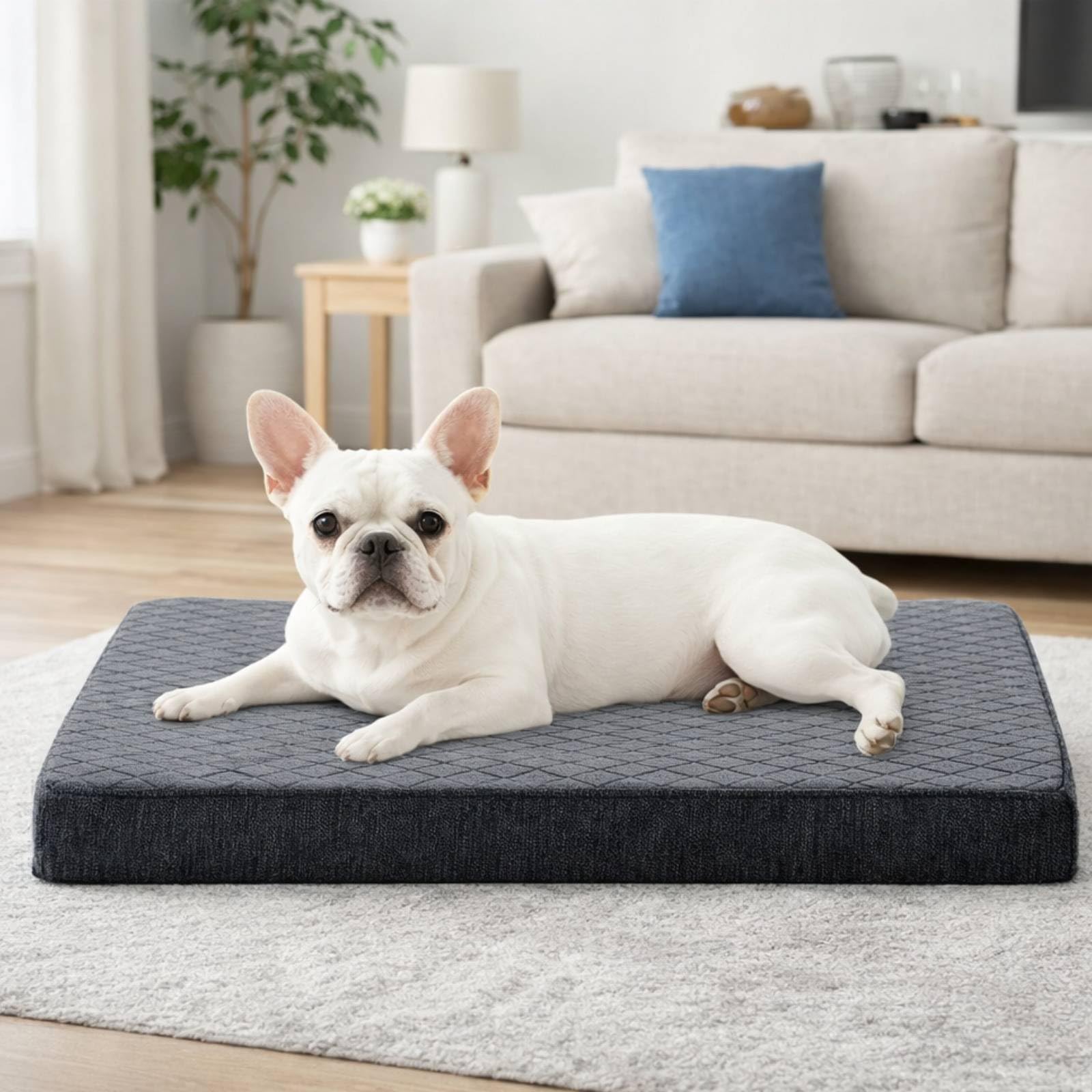 JOEJOY Small Orthopedic Dog Bed Washable, Dog Crate Bed Dog Mattress with Removable Cover and Egg Memory Foam for puppy, 58x44x7.5CM — image 1