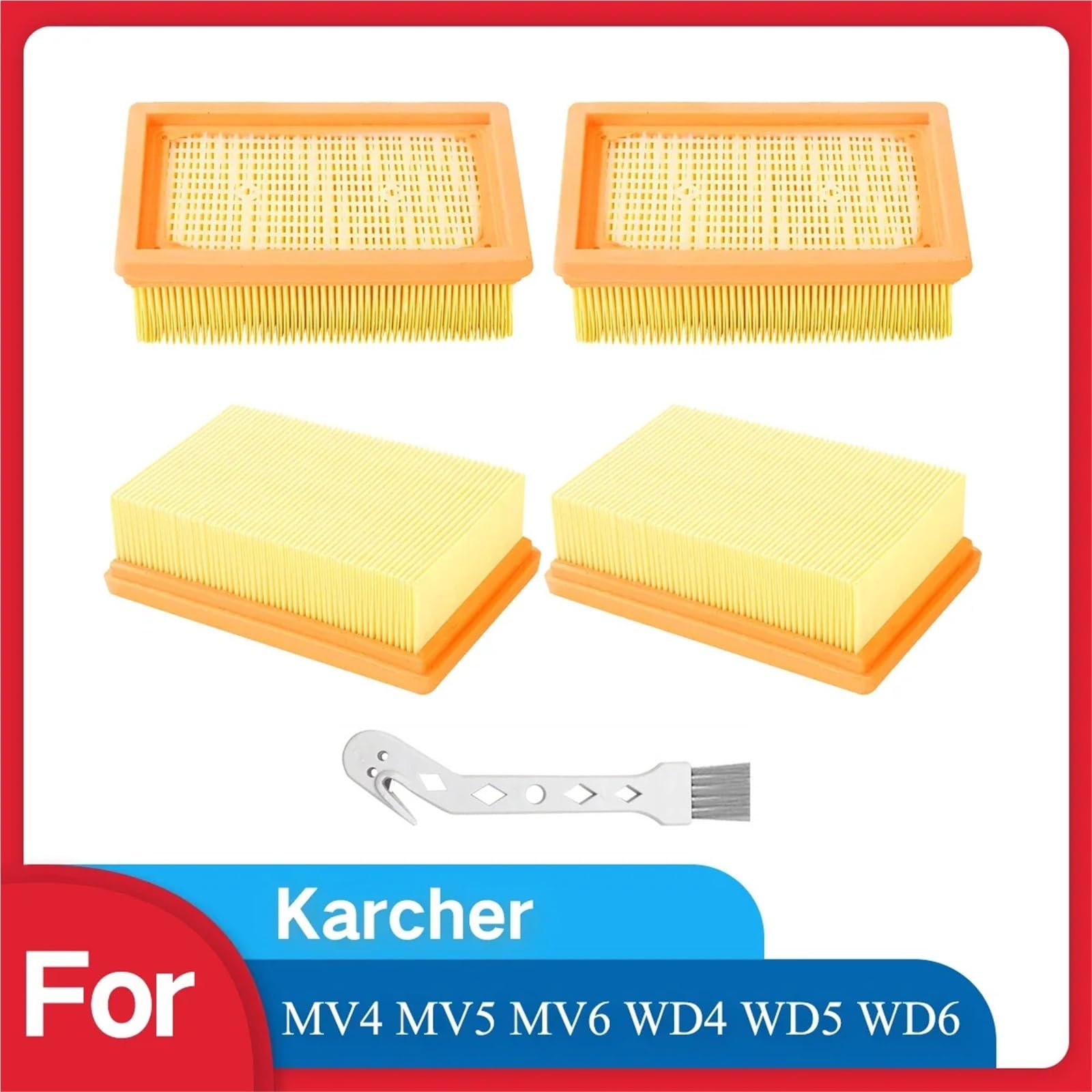 Compatibile con il filtro HEPA Karcher for parti di ricambio for aspirapolvere Wet&Dry MV4 MV5 MV6 WD4 WD5 WD6#2.863-005.0 Filtri HEPA(5 Pcs)