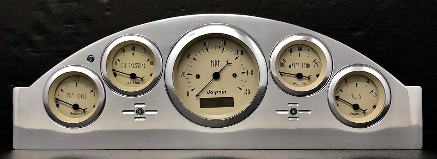 Compatible with 1957 Ford Car 5 Gauge Dash Cluster Panel Set Programmable Tan