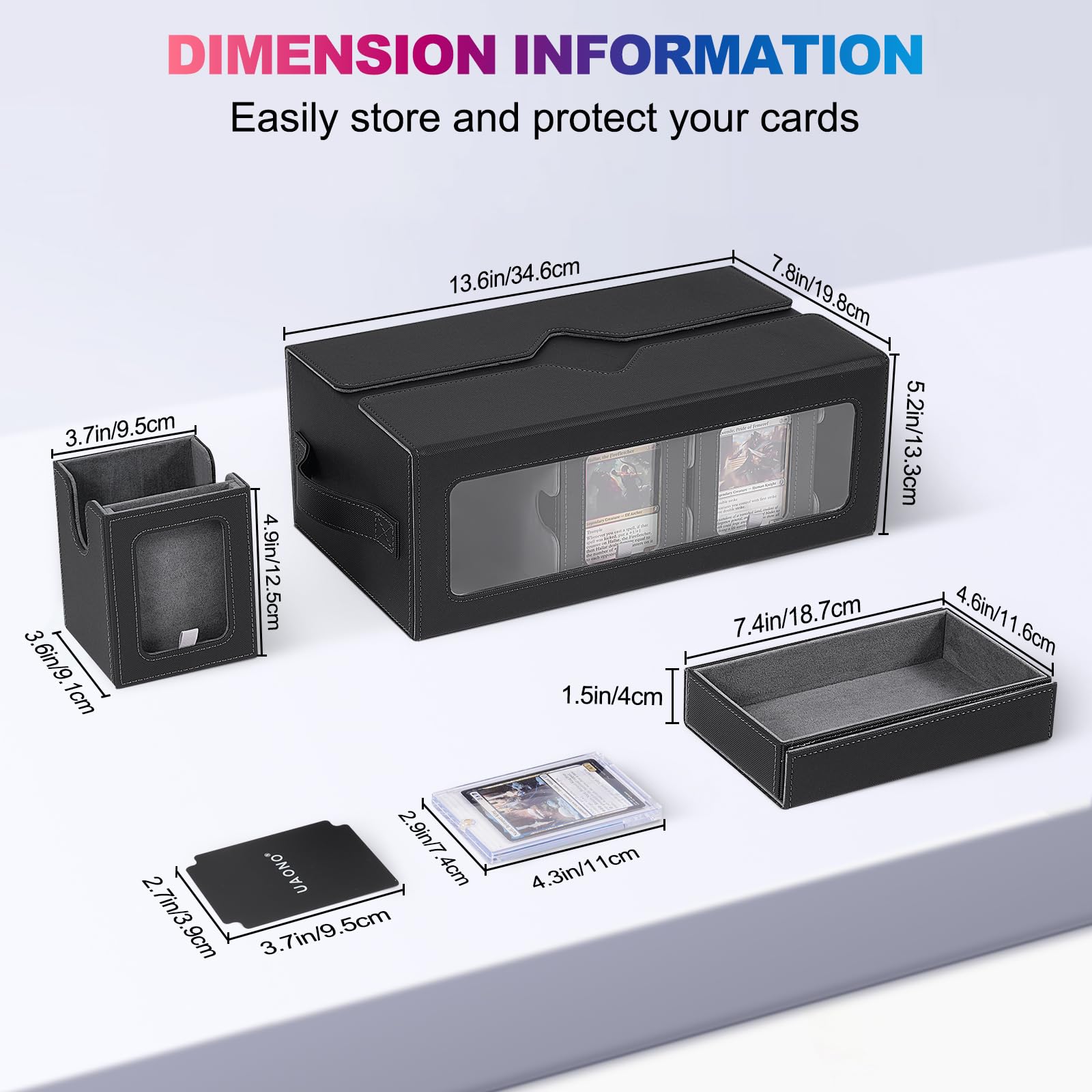 UAONO Commander Deck Box para MTG, funda modular de 6 barajas con bandeja de dados con capacidad para más de 600 tarjetas de doble manga, caja de almacenamiento extraíble con 6 soportes magnéticos de