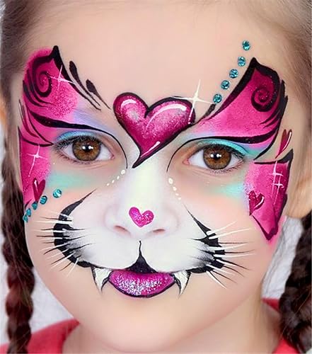 Miniatura 6 de Go Ho Pintura corporal rosa intenso oscuro lavable (2.37 onzas, 2.4 fl oz), pintura facial rosa intenso a base de agua, pintura facial rosa para SFX