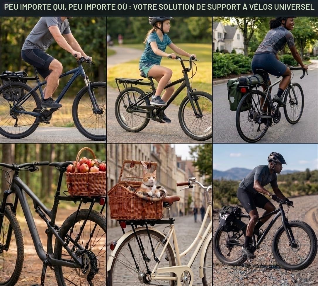 COMINGFIT – Porte-Bagage Universel réglable pour vélo à roulements Solides, capacité de Charge de 81,6 kg