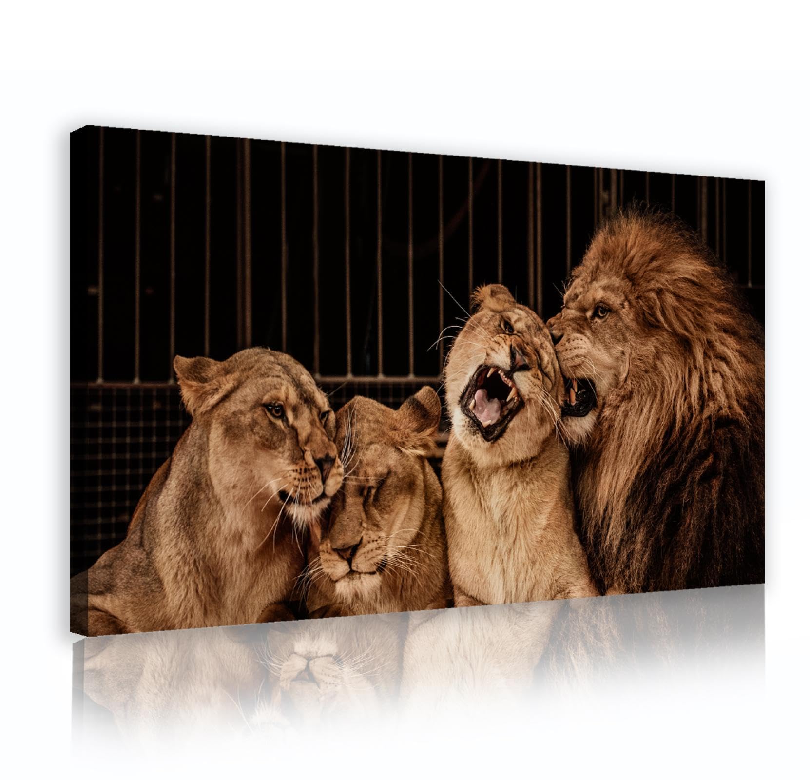 Amazon｜動物の家族の壁の装飾ライオンファミリーキャンバス絵画 