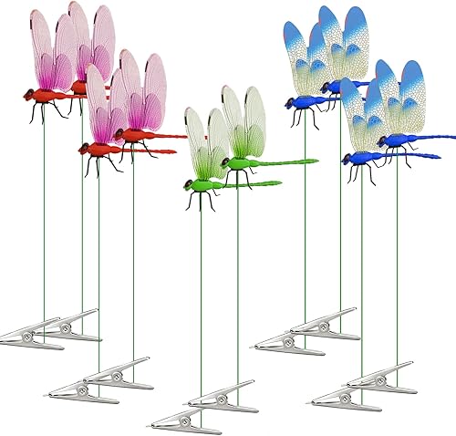 10 Pcs Dragonfly Clip Bug Repellent, 3D Fake Dragon Fly Garden Decor, Dragon Fly