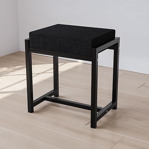 Miniatura 5 de Semiocthome Escritorio de maquillaje con espejo y luces, mesa de tocador con estantes, 2 cajones y marco de metal, tocador con silla para