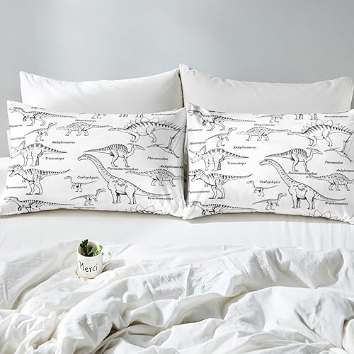 Miniatura 7 de Erosebridal Juego de ropa de cama de dinosaurio para niños, adolescentes, funda de edredón de animales antiguos para adultos, funda de edredón retro