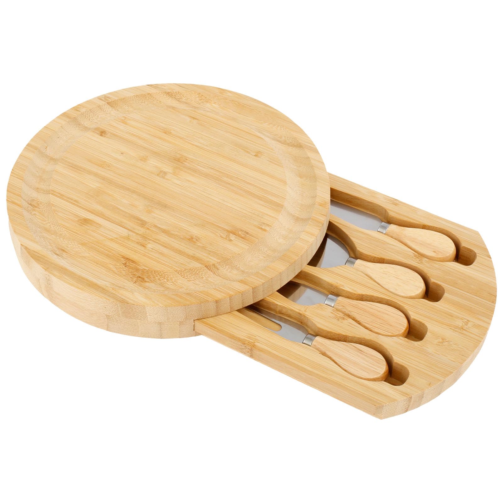 Cheese Board and Knife Set,Pizza Board with Drawers Bamboo Wood Cheese Board Lightweight Pizza Board Long Lasting for Entertaining Memorial Day