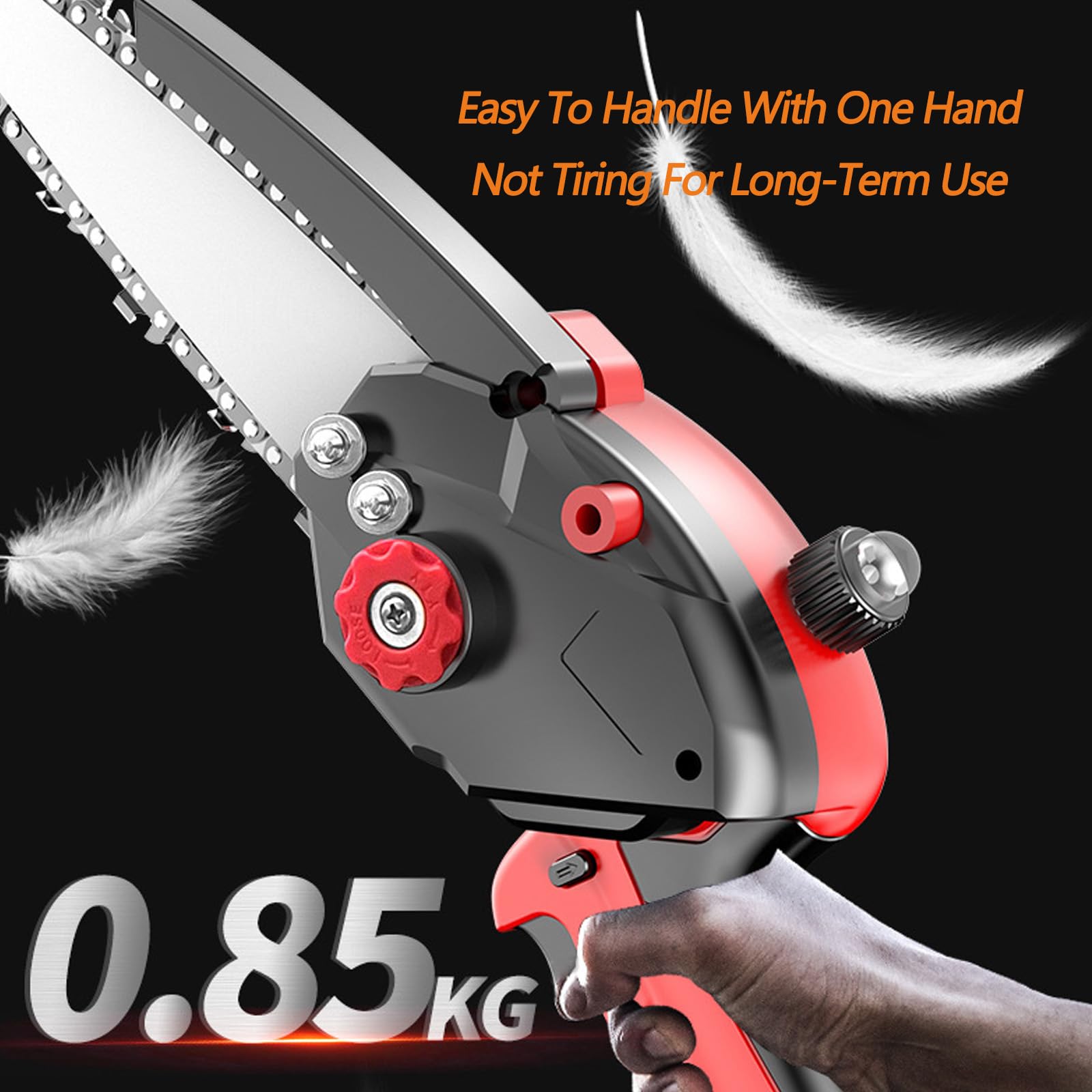 Sierra De Cadena De Poda Eléctrica con Batería,Sierra De Cadena De Mano Pequeña,Sierra De Cadena De Mano con Batería para Cortar Madera,8 Pulgadas(Size:4500mAh)