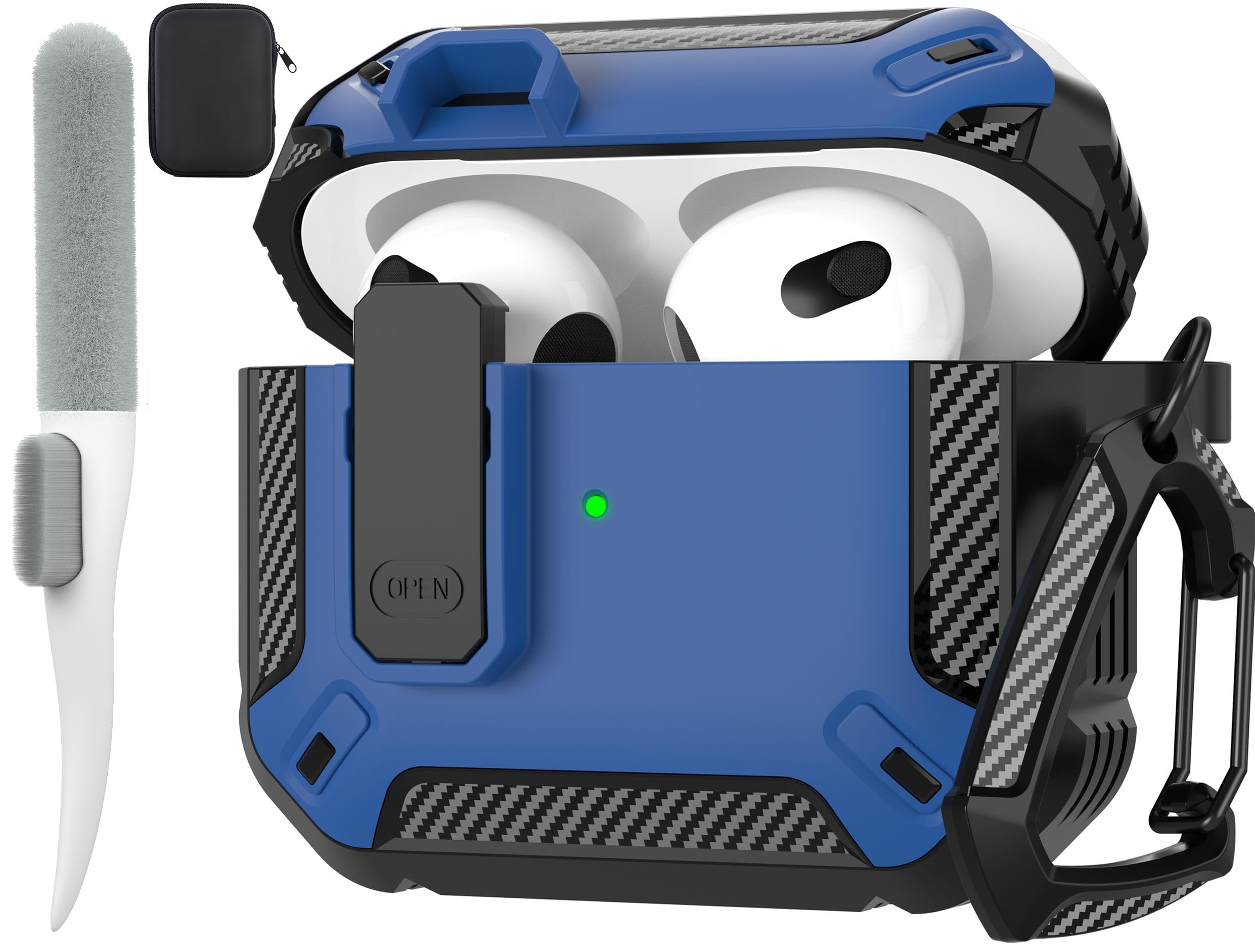 Maxjoy for AirPods 3rd Generation Case, AirPods 3 Case Cover with Lock AirPod3 Generation Protective Cases Gen 3 Shockproof Cover with Keychain