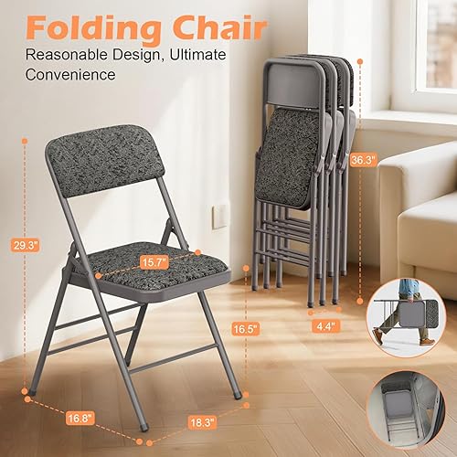 Miniatura 2 de Silla plegable de grado comercial con cojín de tela acolchada