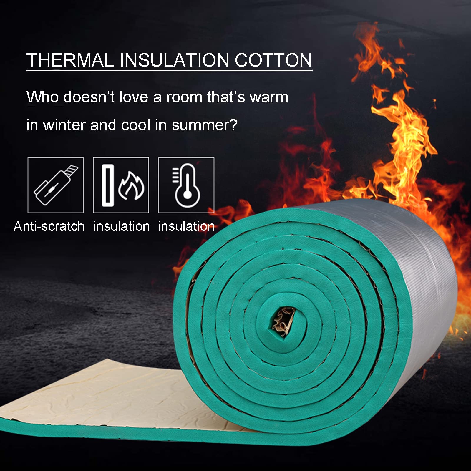 Isolante Termico,Lamina Termoriflettente,Pannello Riflettente Termosifoni,Stuoia Cotone Isolante Autoadesivo,Riflettente Foglio di Alluminio Pellicola Isolante Calore,20mm（THk）,1 * 1M(1m²)