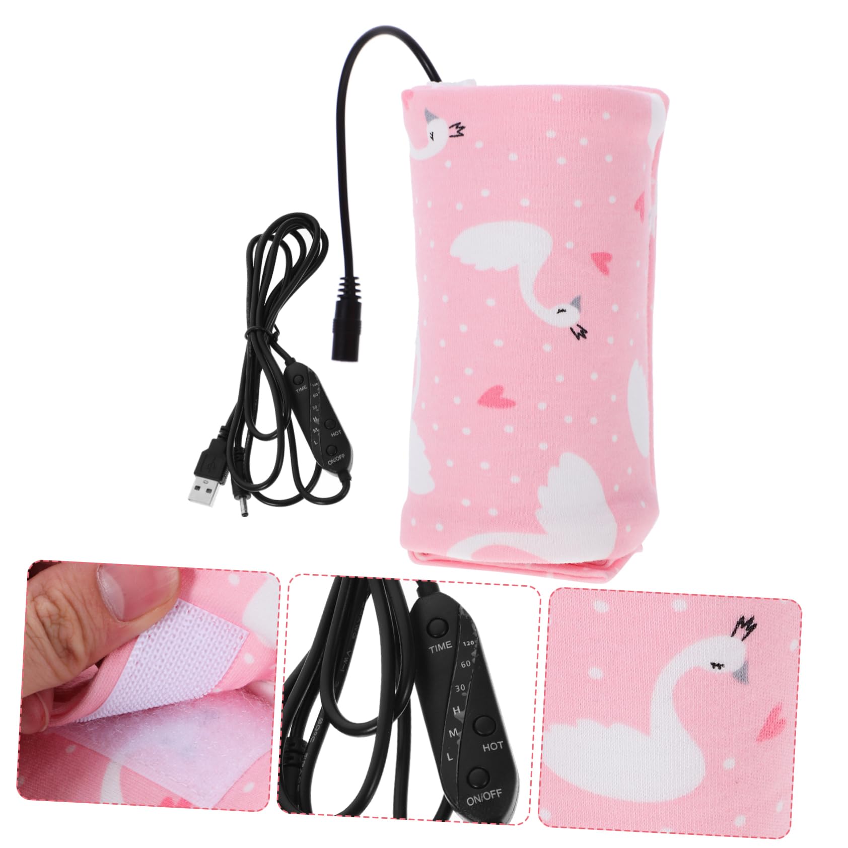 Toddmomy 3 Piezas Cubierta de Aislamiento Bolsa para biberón Mantener Caliente la Leche del bebé Cubierta aislada de biberón Bolsa de Aislamiento de calefacción USB Rosa