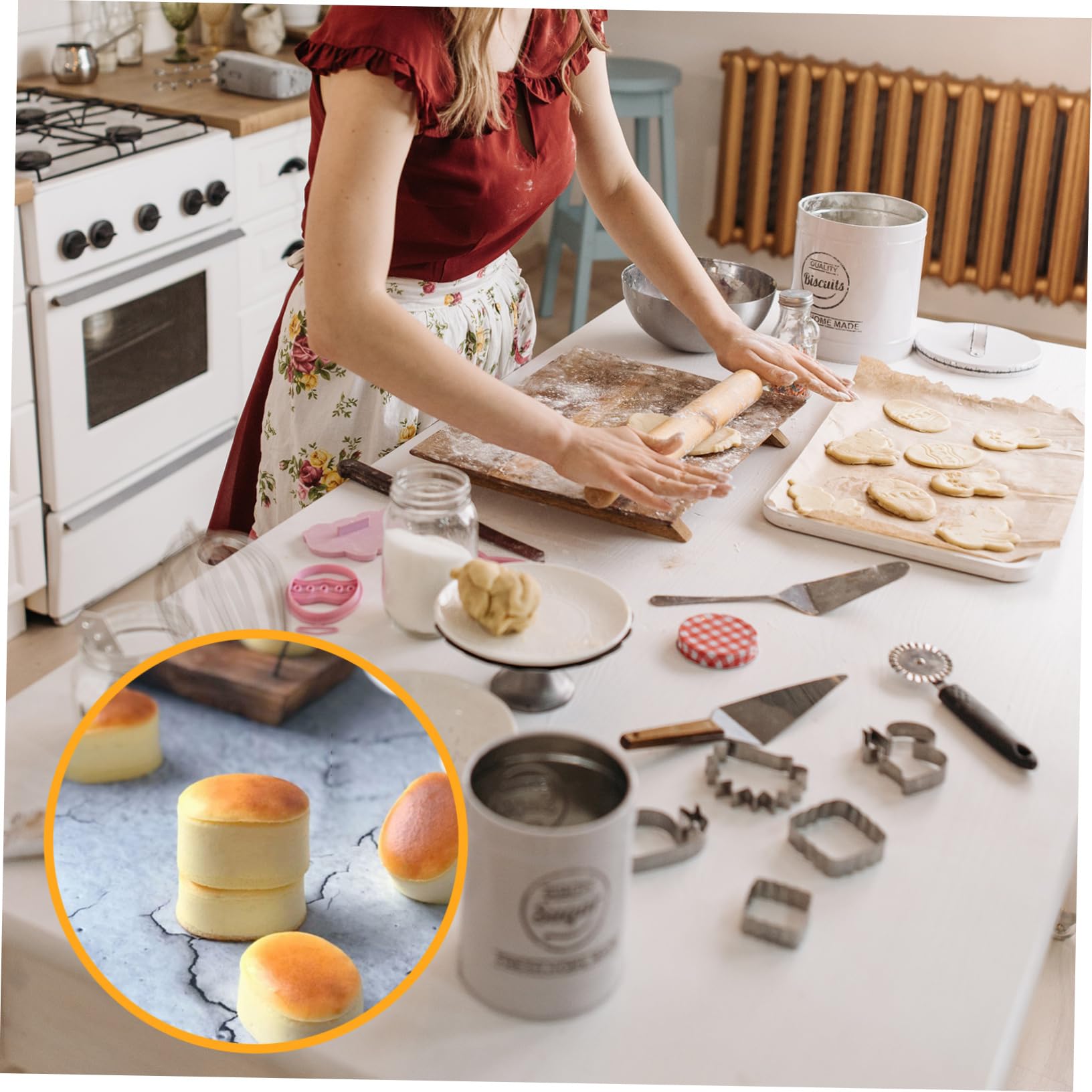 OUNONA Oval Baking Rings Aluminum Alloy Cake Molds Set 6 Pcs Mousse Molds for Tiramisu Cheesecake Home Baking