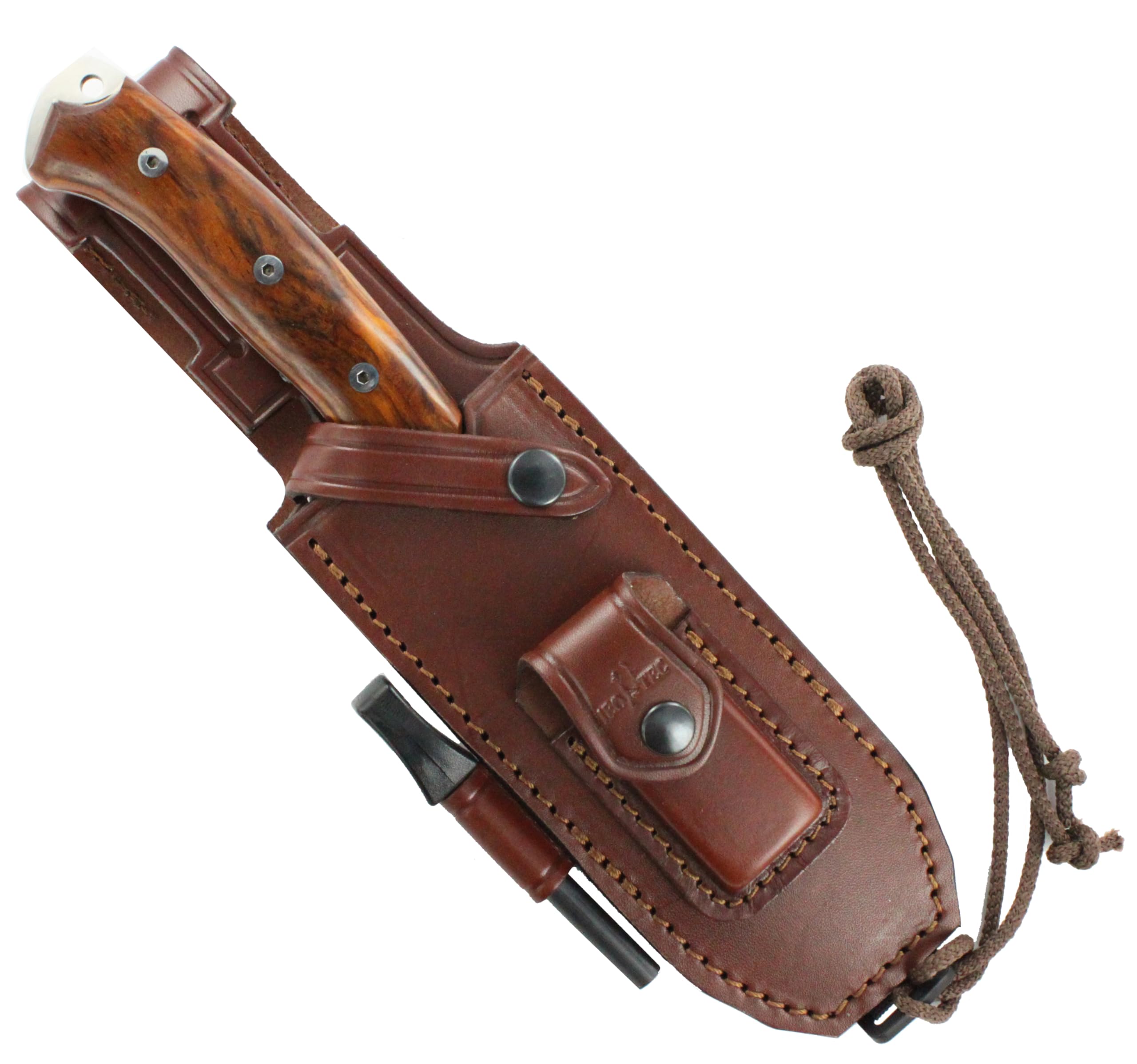 JEO-TEC Nº15 Cuchillo Supervivencia Caza Monte Bushcraft Camping Outdoor Campo - Funda con Pedernal - Acero BÖHLER N690C - Fabricado en España