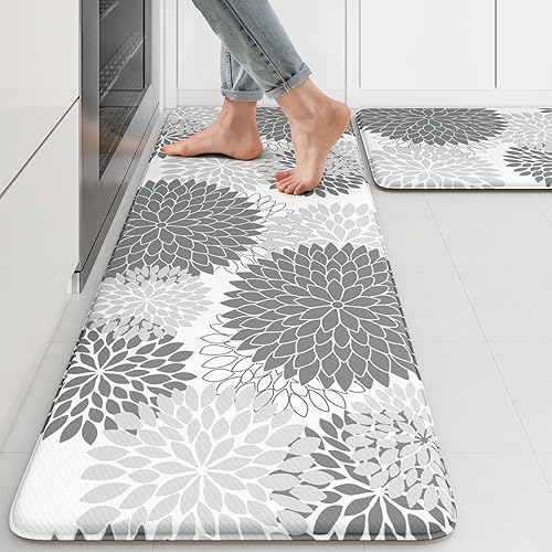 Tapete de cocina antifatiga, 2 piezas, alfombras de cocina florales bohemias con parte trasera de goma antideslizante, tapete de cocina impermeable