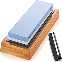 Sharp Pebble 1000/6000 Grit Whetstone Knife Sharpener Kit - Premium Sharpening Stone with Angle Guide, Non-Slip Bamboo Base & Beginner Guide