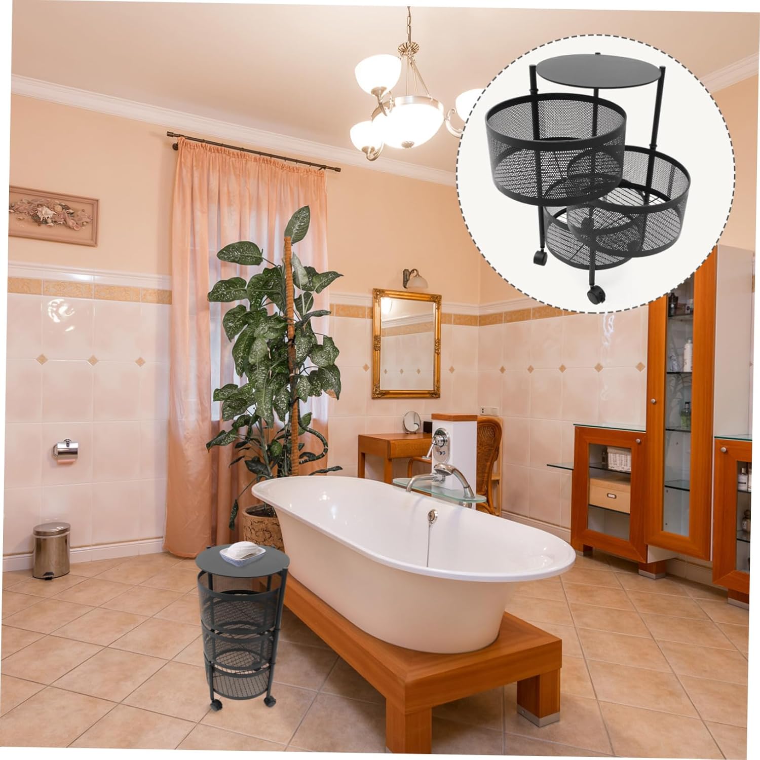 Cabilock Rotating Storage Rack Book Rack & Multifunctional Commodity Shelf for Kitchen Fruits and Vegetables Movable Organizer for Home Use