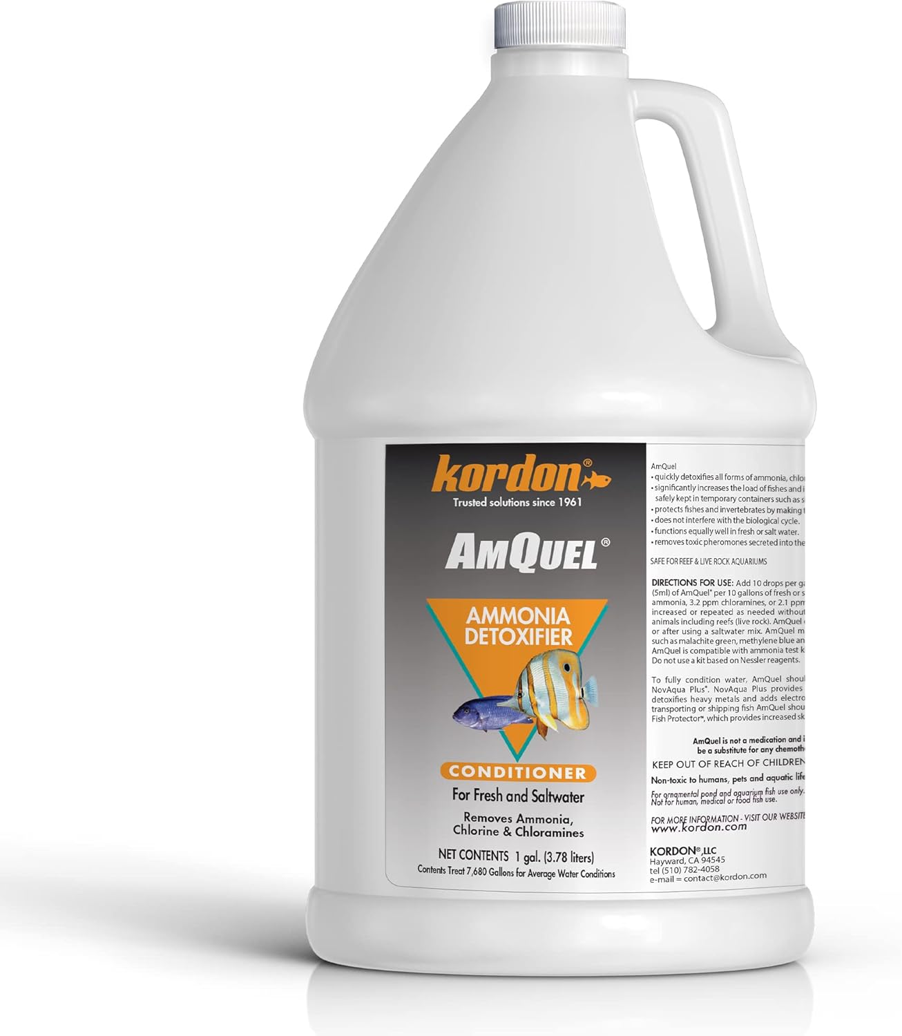 Kordon AmQuel One-Step Aquarium Water Conditioner - Removes Chlorine & Chloramines Fast, Detoxifies Ammonia, for Freshwater & Saltwater Aquariums, 1-Gallon