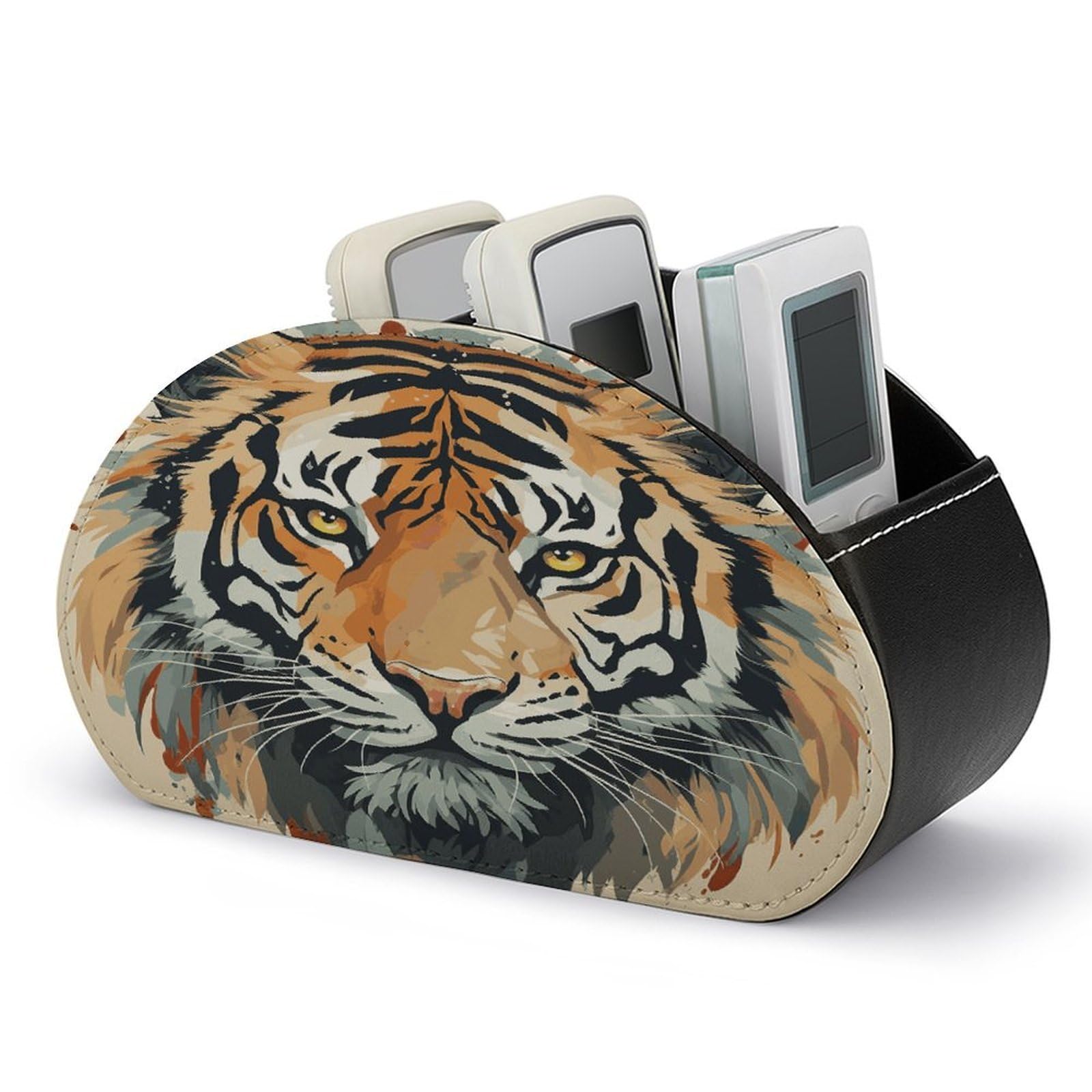 Btcowzrv Style Hand Drawn Tiger Remote Control Holder With 5 Compartments