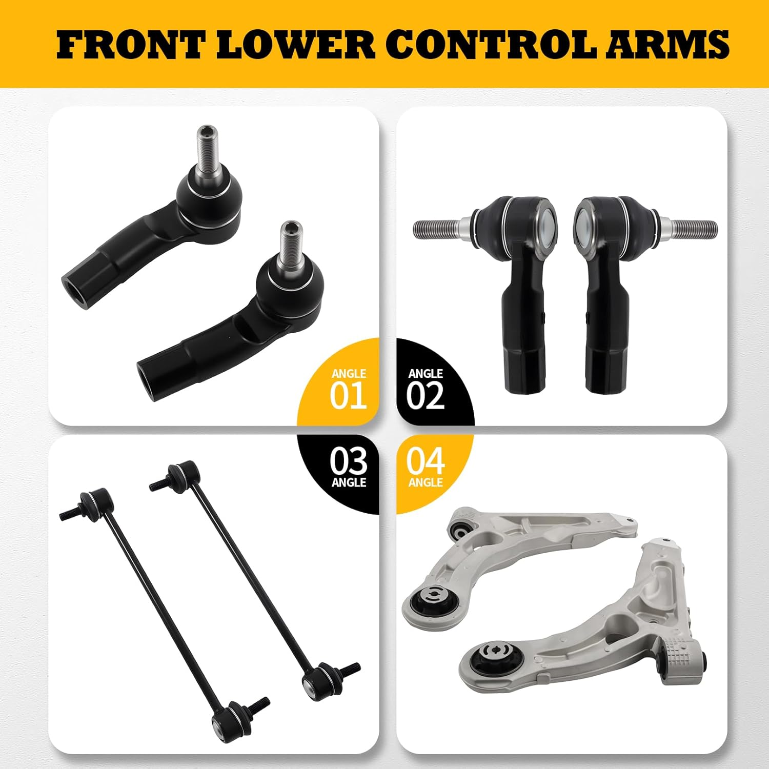 10 PCS FWD Front Suspension Kit Lower Control Arms Sway Bars Tie Rods Kit Compatible with Cherokee 2014-2018