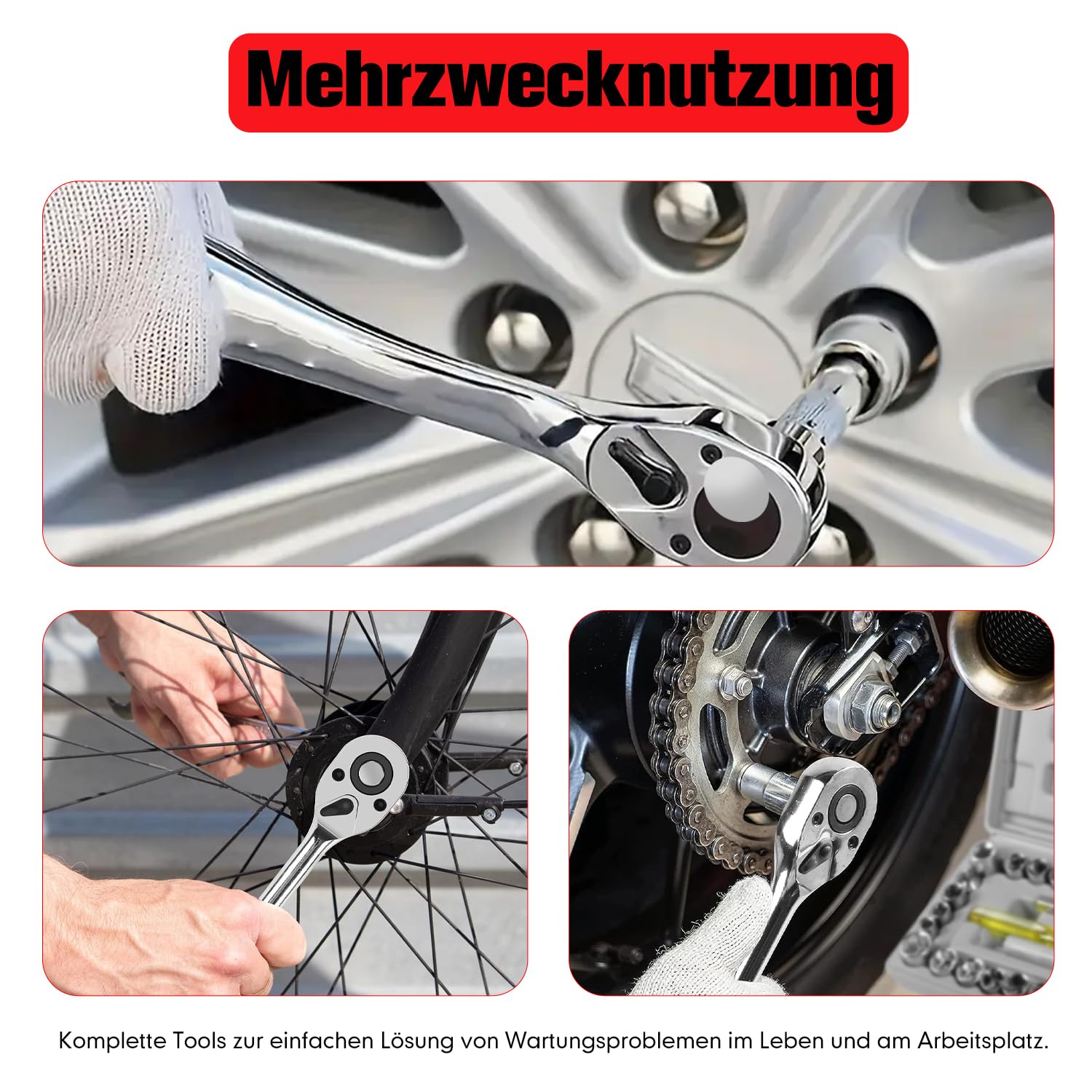 Set di chiavi a bussola, 216 pezzi, con cricchetto da 1/2", 1/4", 3/8", con chiave a cricchetto, cassetta degli attrezzi per lavorare su biciclette e automobili
