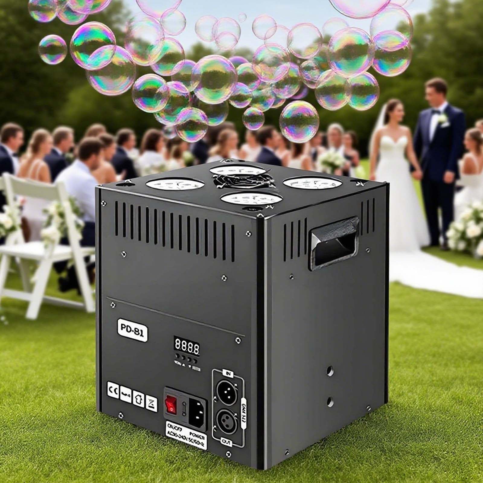 SICWEDIM Bubble Machine, Blower Maker with LED Dynamic Lights Effect, Spray Height 13-16 Ft, 8000+ Big Bubbles Per Minute Toys, 2.3L Tank, for Kids Summer Outdoor Birthday Wedding (DMx512)