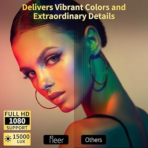 Miniatura 5 de Foco eléctrico y soporte ajustable de 360, proyector de teléfono 1080P con WiFi y Bluetooth bidireccional, proyector de techo MEER 2025 con soporte