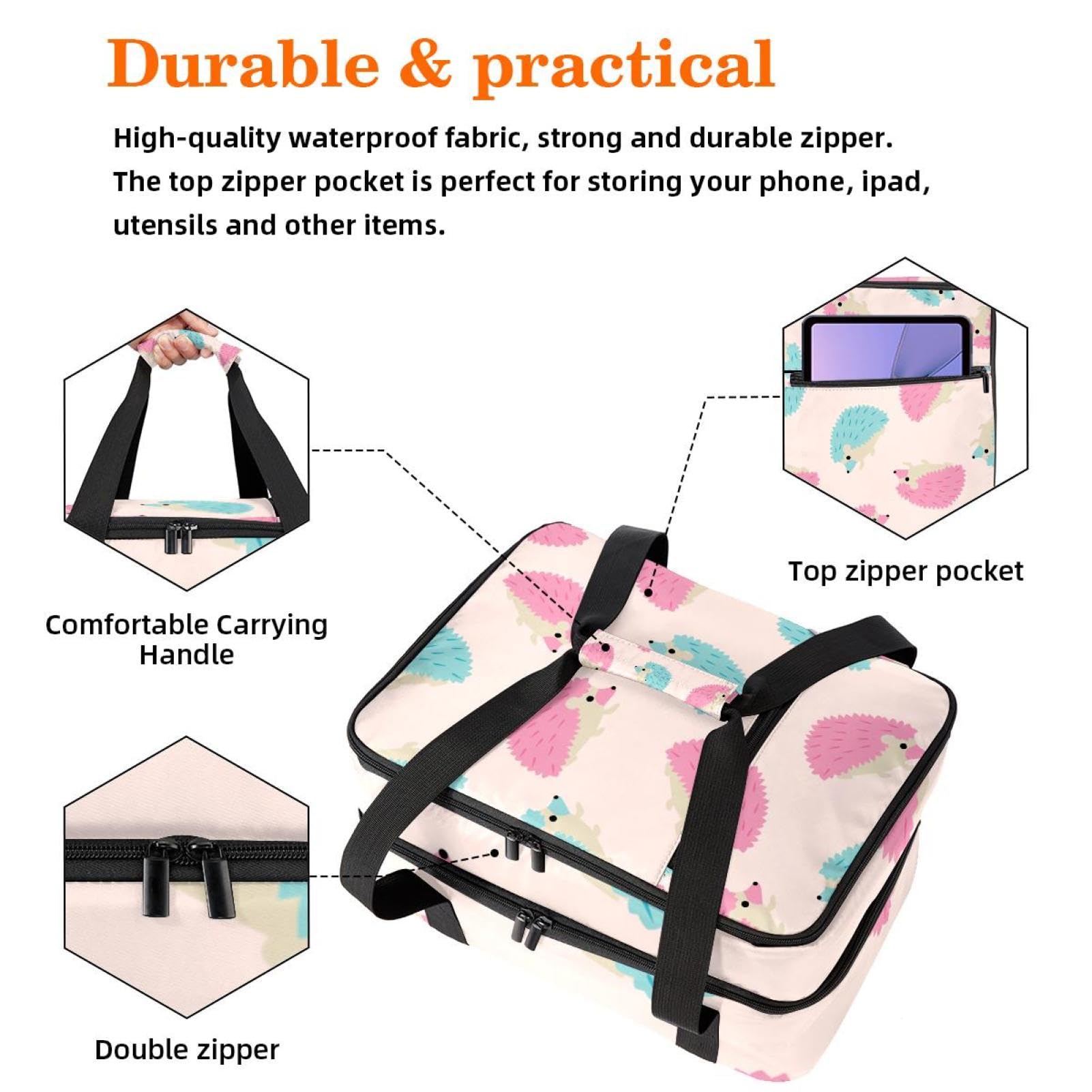 Grand sac à déjeuner isotherme pour homme et femme, double couche, étanche, étanche, réutilisable, sac fourre-tout pour le travail, l'école, le pique-nique, la plage, le camping, les voyages, motif